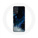 Coque pour Samsung Galaxy A13 5G Nuages de fum&eacute;e multicolore de bleu gris et noir sur fond noir