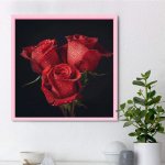 Isetegemise teemantmaalimine Erepunane roos ristpistes komplekt Mosaiikkunst Teemantmaalimine T&auml;is ring/ruut teemant Kodu kaunistus Round 25x25cm