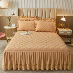 Luksuslik roheline tepitud voodikate voodil Kuninganna suurusega voodiseelik &Uuml;hes t&uuml;kis libisemiskindel lakan 45 cm k&otilde;rguse seelikuga Kodutekstiilid 1 Pc Skirt 120x200cm