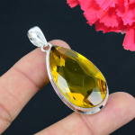 Tsitriin V&auml;&auml;riskivi Ripats Massiivne 925 Sterling H&otilde;be Ripats Ehted Kingitus Unisexile