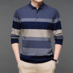 Meeste triibuline pikkade varrukatega POLO s&auml;rk Suvine mood Vabaaja Hingav Polo T-s&auml;rk Meeste br&auml;nd Tikitud topp 3XL roheline