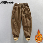 Talvised soojad p&uuml;ksid meestele High Street Causal Khaki Cargo P&uuml;ksid Puuvillane n&ouml;&ouml;r elastne v&ouml;&ouml;koht fliis kottis p&uuml;ksid noorte mood meeste p&uuml;ksid M kohv