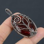 Natural Tree Of Life Mozambique Garnet Copper Wire Wrap Pendant 2.29 f6r00