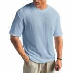 Meeste suvine T-s&auml;rk T&auml;isv&auml;rviline O kaelus L&uuml;hikeste varrukatega Pehme Hingav Elastne Lahtine Pullover Sport Business Casual Meeste Spordi Kontori topp L valge