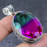 Natural Bi-Color Tourmaline Handmade 925 Sterling Silver Gift Pendant 2.17 z6w66