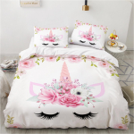 3D maagiline &uuml;kssarvik Voodipesukomplekt Poistele T&uuml;drukutele Twin Queen Suurus Tekikott Padjap&uuml;&uuml;r Voodi Lapsed T&auml;iskasvanud Mood Kodutekstiil DE 135x200cm