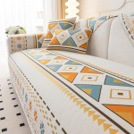 Bohemia &scaron;enillist diivanikate, geomeetrilise tikandiga diivani kate, m&ouml;&ouml;bli kaitsekate, libisemiskindlad diivanikatted elutoa sisekujunduseks 90x240cm valge