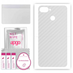 apgo Protective Skin Sticker for the back compatible with Kruger&Matz Flow 6 Lite, Wrap Film, Foil, Vinyl - Pattern Transparent Carbon