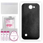 apgo Protective Skin Sticker for the back compatible with LG K30, Wrap Film, Foil, Vinyl - Pattern Black Leather