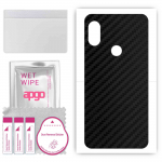 apgo Protective Skin Sticker for the back compatible with Xiaomi Redmi Note 6 Pro, Wrap Film, Foil, Vinyl - Pattern Carbon Black