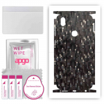 apgo Protective Skin Sticker for the back+sides compatible with vivo Z3, Full Wrap Film, Foil, Vinyl - Pattern Carbon Black Pixel