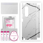 apgo Protective Skin Sticker for the back+sides compatible with Samsung Galaxy Z Fold 3, Full Wrap Film, Foil, Vinyl - Pattern White Marble