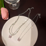 iF ME Elegantne kunstp&auml;rlitest kaelakee naistele Lihtne kristallist liblikas ripats Kaelakeed Aksessuaarid Ehted