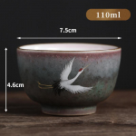 Retro Auspicious Crane teetass K&auml;sitsi valmistatud kivikeraamika vahetusahi Isiklik tass Toorkeraamika Kung Fu Tee Master Cup Joogin&otilde;ud A-7.5X4.6CM 110ML
