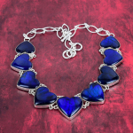 Sinise s&auml;hvatusega labradoriidis&uuml;damekujuline kaelakee, 925 prooviga t&auml;ish&otilde;bedast v&auml;&auml;riskividega kaelakee, k&auml;sitsi valmistatud &otilde;rn ehtekomplekt Adjustable with 18 inches lilla