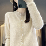 Naiste &uuml;markaelusega ka&scaron;miirkardigan, Qinghe ka&scaron;miir, 30% ka&scaron;miir 70% vill, talvine kootud pullover s&uuml;giskampsun ka&scaron;miir kampsun XXL beež