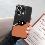 Naljakas kassi mustriga pehme must silikoonist telefonikott Samsung Galaxy A55 A54 A34 A15 S24 Xiaomi Redmi Note 13 Pro kaamera p&otilde;rutuskindel kaitsekate Samsung Galaxy S23