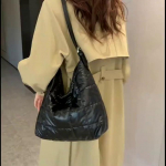 S&uuml;gisene uus kosmosepuuvillane naiste &otilde;lakott Suure mahutavusega talvealune &uuml;lemise k&auml;epidemega kandekott 28.5x 10.5x28.5cm pruun