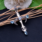 Swiss Blue Topaz Gemstone Handmade 925 Sterling Silver Pendant 2.50 l1t04