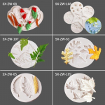 DIY 3D lehtlilled silikoonvorm Fondant kooki kaunistav &scaron;okolaadi-sugarcrafti vorm SX-ZW-107