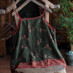 Johnature Naiste vintage pehme puuvillane suveprint Lillerohelised riided, n&ouml;&ouml;bid Hiina stiilis naiste topid One Size roheline