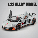 1/22 sulamist valatud Lamborghini LP780-4 sportauto mudel heli- ja valgusega tagasit&otilde;mbamise simulatsioonim&auml;nguasja mudels&otilde;idukid lastele s&uuml;nnip&auml;evakingitusteks hall