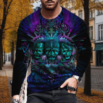 Uus 3D Magical World Prindiga meeste T-s&auml;rgid Pikkade varrukatega T-s&auml;rgid &Uuml;mar kaelus, vabaaja pullover meeste suures suuruses riided XS lilla