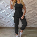 Varrukateta rihmade ja lihtsate s&auml;&auml;ristega naiste kombinesoon XXXL must