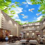 3d Laemaalingud Valge Pilv Sinine Taevas Fototapeet Lendav Tuvi Roheliste Taimede Lehtede Tapeet Moodsa Seina Kodu Dekoratsiooniks 450 cm(W) x 315 cm(H)