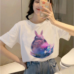 Totoro Studio Ghibli armas T-s&auml;rk Naiste Harajuku Ullzang T-s&auml;rk Mood 90ndate Anime T-s&auml;rk Sublimatsiooni T-s&auml;rk L valge