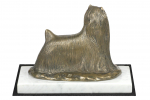 Yorkshire Terrier, Yorkie - dog figurine, statue on white marble, trophy for Art-Dog dog show exhibition