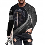 Templar Street Style Hip Hop Rock Meeste pikkade varrukatega T-s&auml;rgid Kevad-s&uuml;gis 3D-printimine Nooruslikud Vitality Tops T-s&auml;rgid Suures suuruses 6XL L