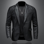 Meeste Slim Fit nahkjakid PU vabaaja mootorratturi mantlid Keeruka krae Must Moto Biker Nahast Seemisnahast &Uuml;ler&otilde;ivad Meeste XXXXXL must