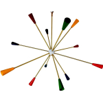 1950. aastate stiilis mitmev&auml;rviline messingist Sputnik-l&uuml;hter 12 haruga Klassikaline Itaalia valgusti 34" Diameter kuldne