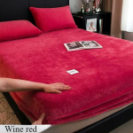 Kuum talvine soe flanell-fliisist voodipesu kaheinimesevoodile, queen/king size, k&otilde;ikeh&otilde;lmav madratsikate Bed sheet (220x200x25cm) veinipunane v&auml;rv