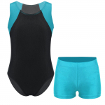 Lastepoiste &uuml;markaelus ja varrukateta trikoo kombinesoon l&uuml;hikeste p&uuml;kstega v&otilde;imlemisjooga treeningv&otilde;istluseks 11-12 Years roheline/sinine