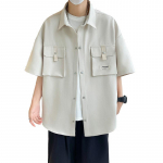 Suurem&otilde;&otilde;tmeline s&auml;rk suvine l&uuml;hikeste varrukatega avara moodne s&auml;rk &otilde;huke meeste rev&auml;&auml;rinupp L