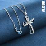 925 Sterling Silver Cross AAA tsirkoonist ripatsiga kaelakee Moodsad pulmaehted O-45CM