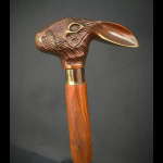 Rabbit Wooden Walking Stick,Victorian Derby handle,Vintage Designer, Walking stick