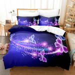 Lilla Voodipesukomplekt Pol&uuml;ester Tekikott Padjakate 3D Tekikott Lavendel Liblikas Kahekordne T&auml;issuuruses Kuningas Queen &Uuml;heinimesevoodi 140x210cm 2pcs