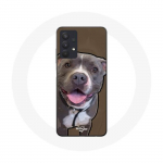 Coque Maniacase pour Samsung Galaxy A32 4G Chien Pitbull Blanc gris