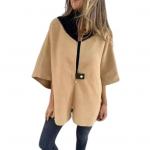 Lady Spring s&uuml;gismantli alus krae T&otilde;mblukk Sulgemine Lahtine 3/4 varrukad jakk Cardiagn Colorblock Igap&auml;evane kandmine Peod Kontori topp M kaamel