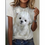 2024. aasta suve O-kaelusega topid Naiste 3D loomade koerte kassidega T-s&auml;rk Moodne naiste T-s&auml;rk Harajuku Style Top Harajuku Kawaii S