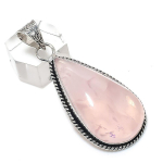 Natural Rose Quartz Gemstone 925 Sterling Silver Jewelry Pendant 2.25 w4q08