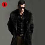 Meeste kunstkarusnahast jakk Mood paks mantel S&uuml;gis- ja talvine meeste kunstkarusnahk suur rev&auml;&auml;rikas karusnahk pikk meeste mantel Meeste riided XXXL must