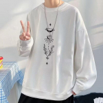 Tr&uuml;kitud s&uuml;gistalvine kampsun meeste kevad ja s&uuml;gis 2024 Korea uus &uuml;mmargune kaelus, vaba topp &scaron;ikk Hongkongi stiilis trendikas M must