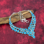 Sinine topaas 925 tahke h&otilde;bedast kaelakee reguleeritava ketiga, k&auml;sitsi valmistatud v&auml;&auml;riskividest ehete kaelakee m&auml;lestusp&auml;evaks Adjustable With 18 Inches