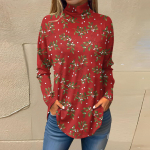 Naiste T-s&auml;rgid S&uuml;gises vabaaja pikkade varrukatega s&auml;rgid Vintage tr&uuml;kitud k&otilde;rge kaelusega pullover L