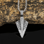 Meeste isikup&auml;ra titaanist terasest kaelakee roostevabast terasest Viking Arrow kahepoolse ripatsiga kampsun kett