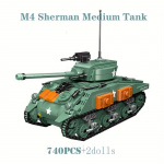 740tk Military M4 Medium Tank Model Ehitusklotsid M&auml;nguasjad lastele DIY Collection Kingitus 1pc Tank+2pcs Figures